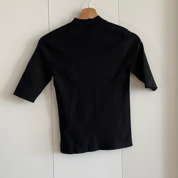 Oak and Fort BLACK mock neck short sleeve sweater tee - Picture 10 of 10